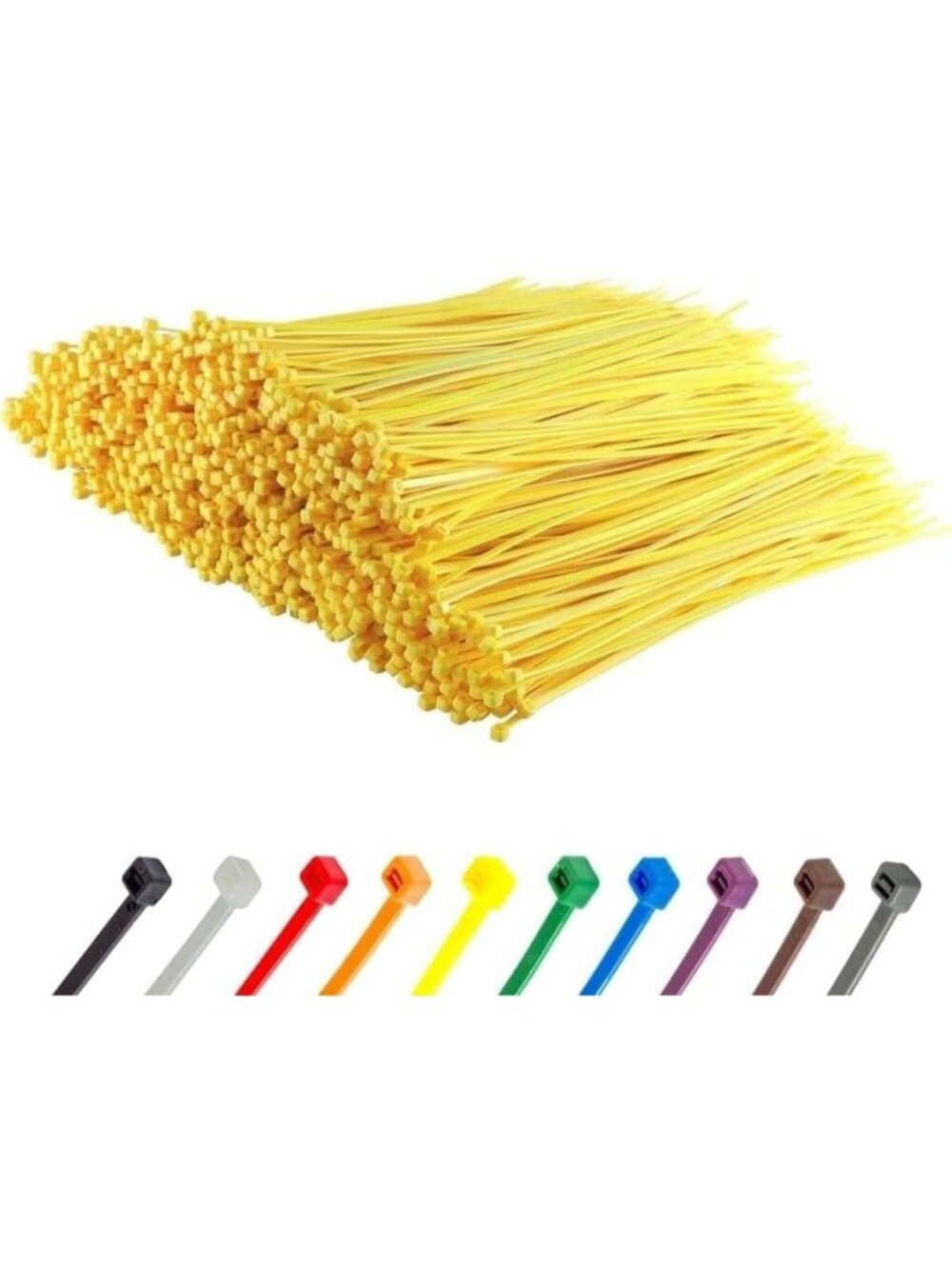 12 Inch Yellow Nylon Zip Ties - 1,000 Bulk Pack, 40lb Strength, Self-Locking
